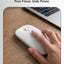 Hand using a white computer mouse on a wooden desk with a laptop in the background, featuring the text 'Pure Performance' and 'Pure Focus. Daily Power.