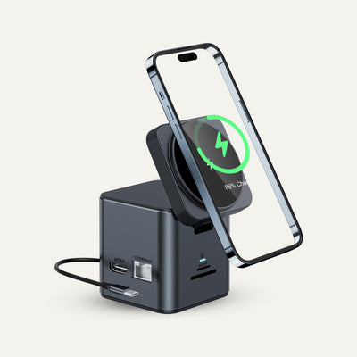 Glassology 8 In 1 MagSafe Wired and Wireless Multiport Charging Hub