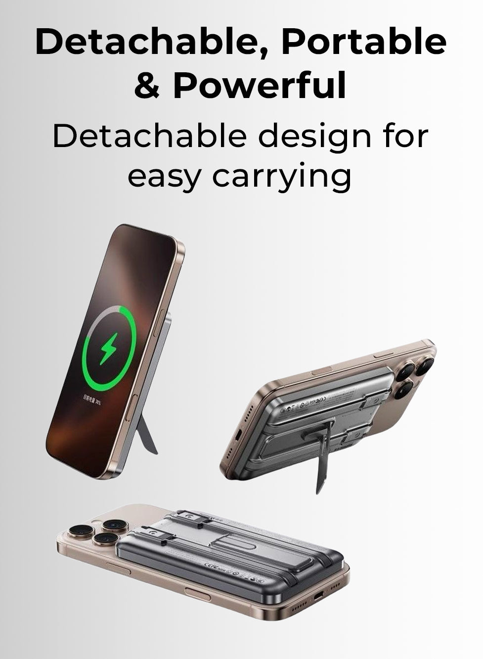 Glassology 10000mAh Magnetic Wireless Power Bank 20W PD Fast Charging, Built-in Cables, Kickstand & MagSafe Compatibility