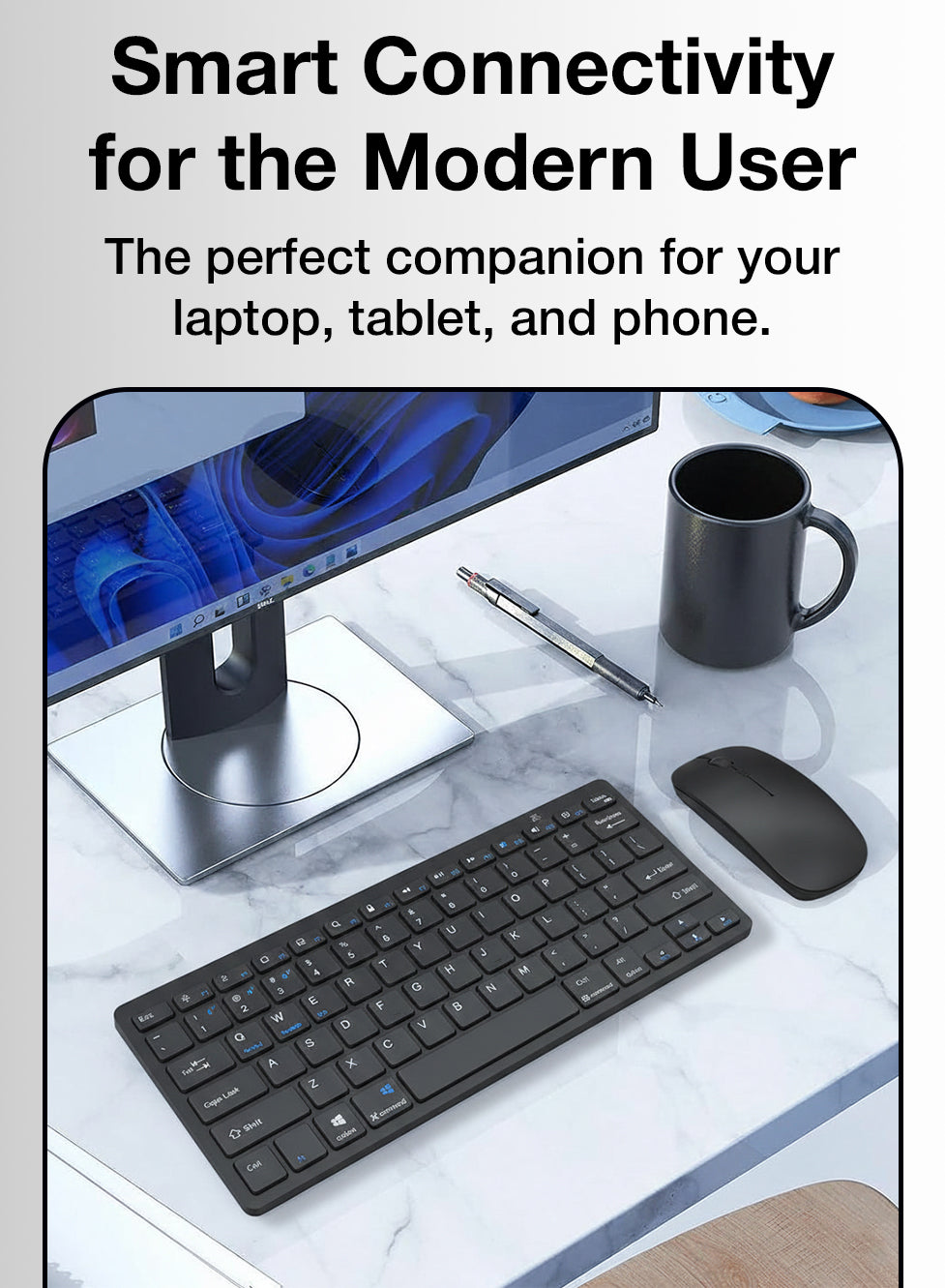 Glassology Wireless Keyboard and Mouse Combo 2.4GHz Full-Size(Black)