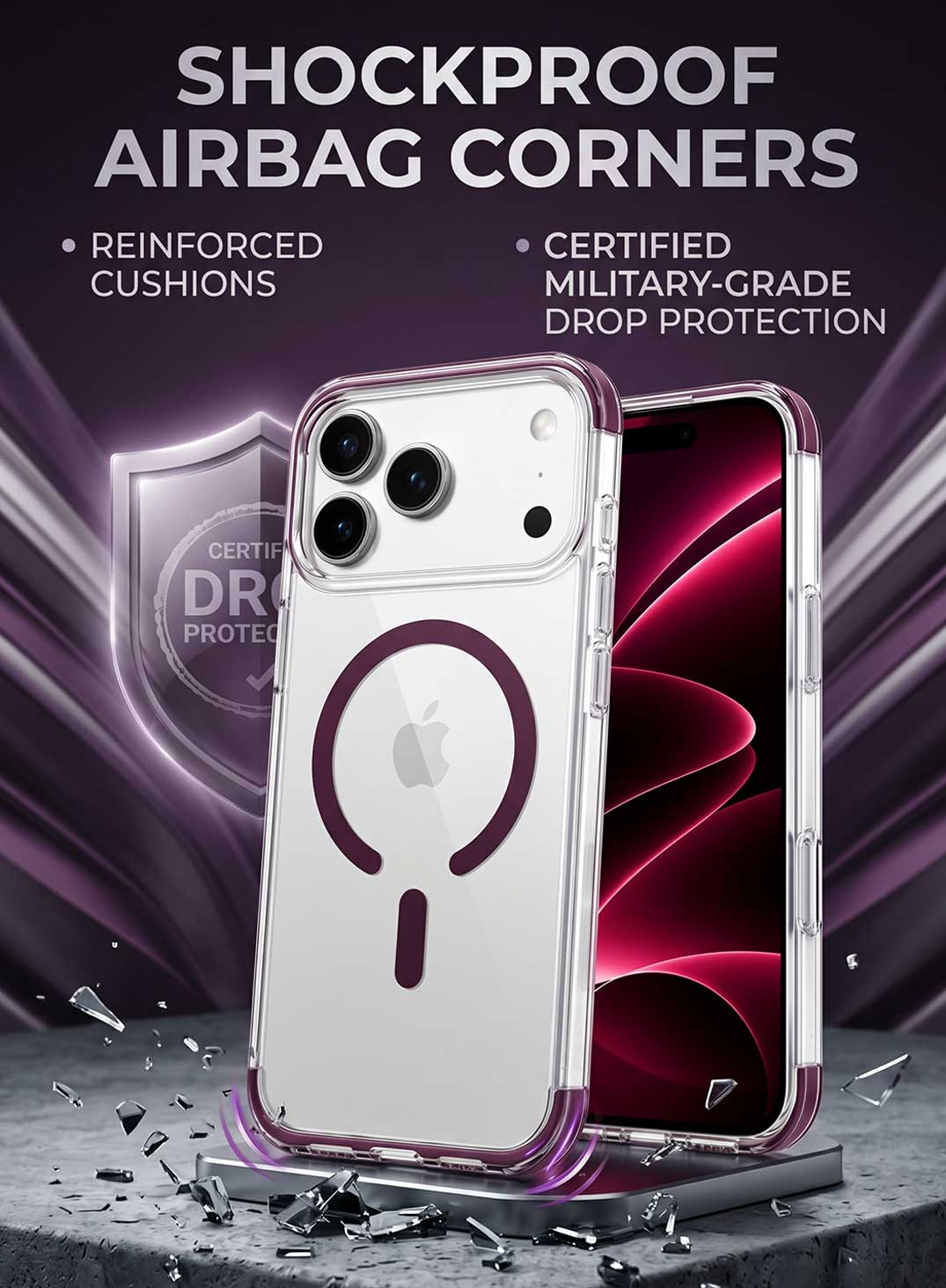Glassology MagSafe Prism Series Case for iPhone 18 Pro Max Burgundy