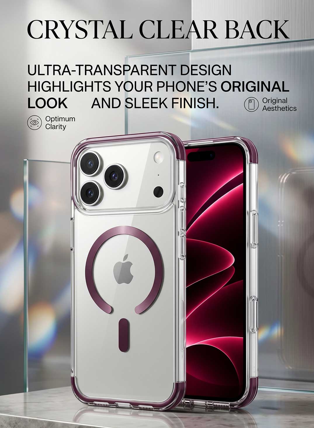 Glassology MagSafe Prism Series Case for iPhone 18 Pro Max Burgundy