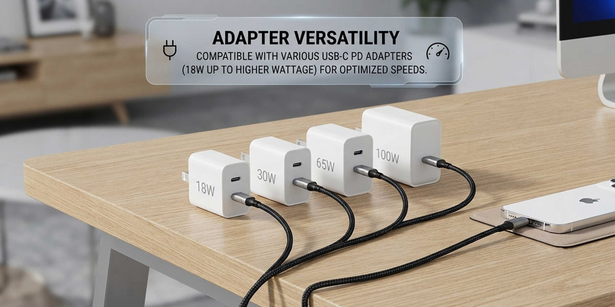 Glassology USB C to Lightning Cable 2M, 35W Fast Charging Cable, Durable Braided Nylon Charging Cord