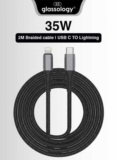 Glassology USB C to Lightning Cable 2M, 35W Fast Charging Cable, Durable Braided Nylon Charging Cord