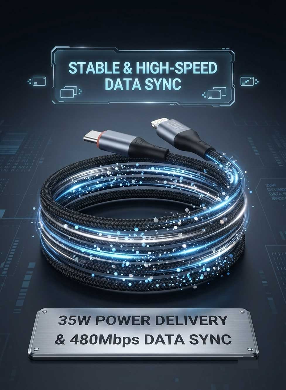 Glassology USB C to Lightning Cable 1M, 35W Fast Charging Cable, Durable Braided Nylon Charging Cord with Reinforced Metal Connectors