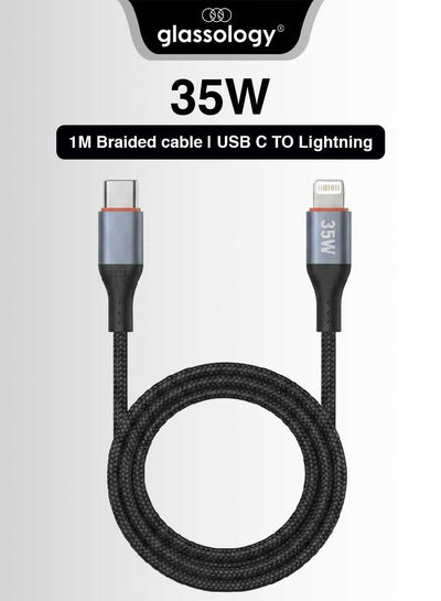 Glassology USB C to Lightning Cable 1M, 35W Fast Charging Cable, Durable Braided Nylon Charging Cord with Reinforced Metal Connectors