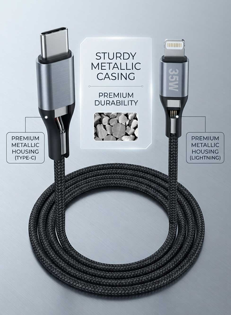 Glassology USB C to Lightning Cable 1M, 35W Fast Charging Cable, Durable Braided Nylon Charging Cord with Reinforced Metal Connectors