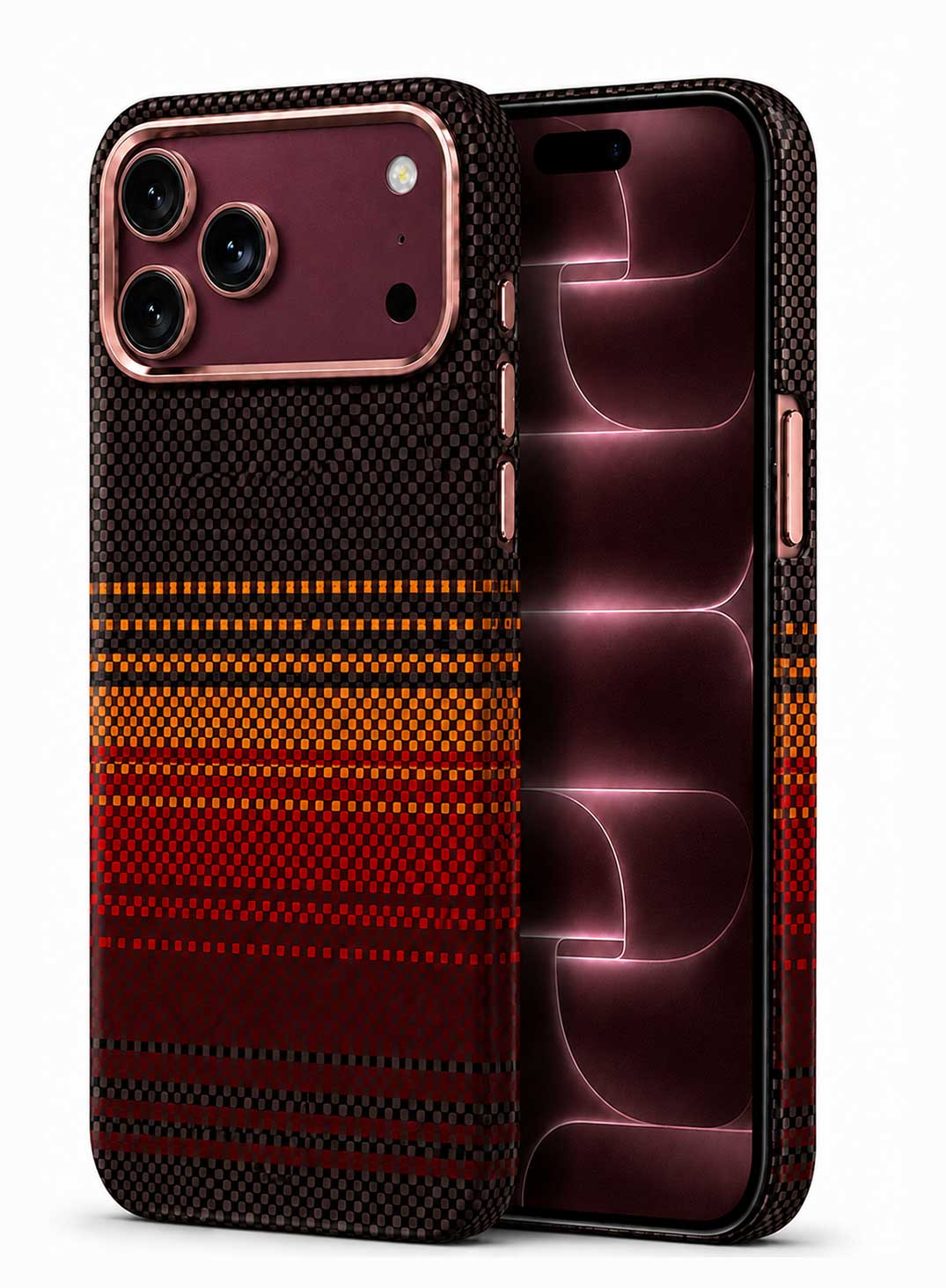 Glassology Carbon Design Case for iPhone 18 Pro Max Burgundy