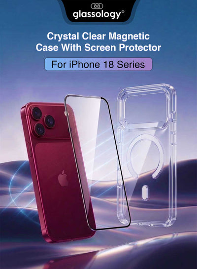 Glassology MagSafe Clear Case + Screen Protector for iPhone 18 Pro, Transparent Magnetic Protective Cover with 9H Tempered Glass, Full Edge Protection, Anti-Scratch & Shock Resistant