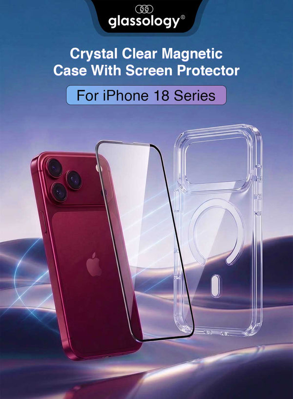 Glassology MagSafe Clear Case + Screen Protector for iPhone 18 Pro, Transparent Magnetic Protective Cover with 9H Tempered Glass, Full Edge Protection, Anti-Scratch & Shock Resistant