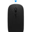 Black wireless mouse with a Wi-Fi symbol on a white background