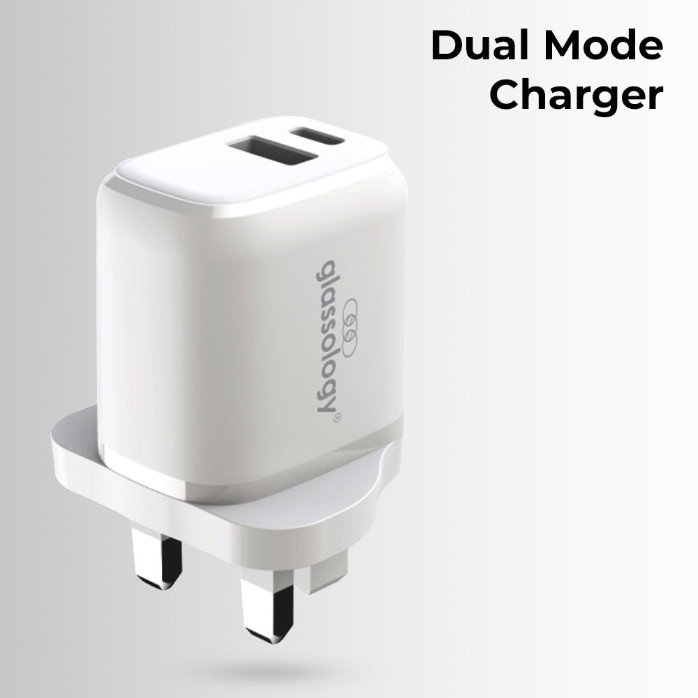 30W GaN Fast Charger with Dual USB-C & USB-A, Quick Safe Charging