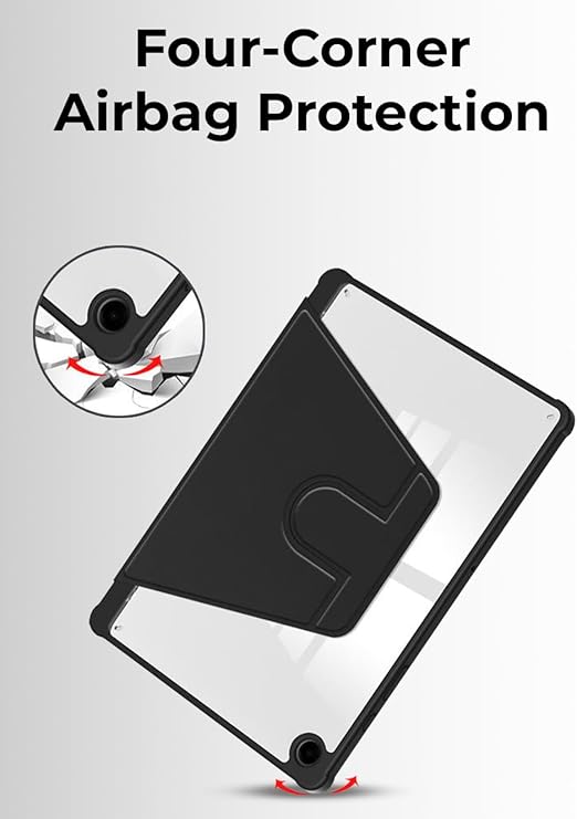Black phone case with four-corner airbag protection feature on a white background