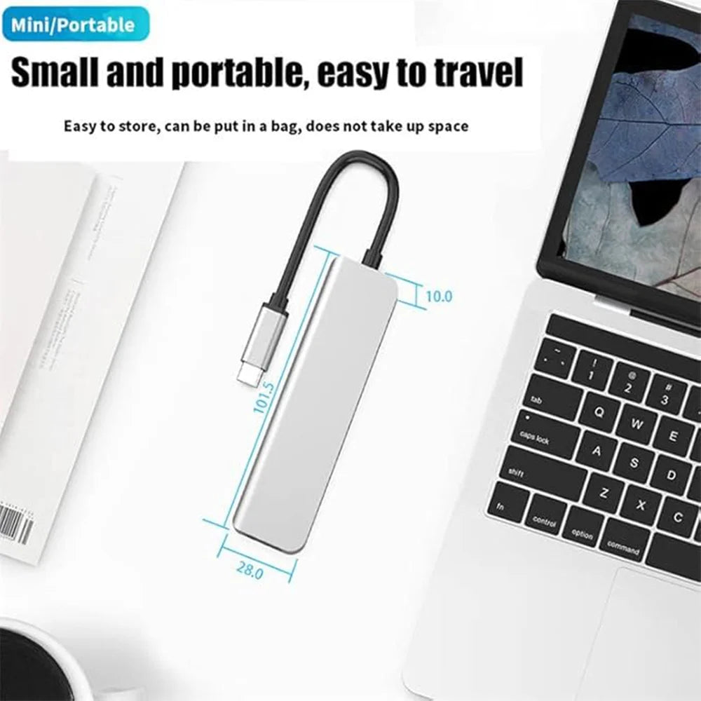 Glassology 5-in-1 Type C Hub Adapter with 4K@60HZ HDMI USB-C Multiport Converter