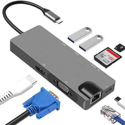 Glassology 8-in-1 USB-C Hub Adapter With Multiport Converter