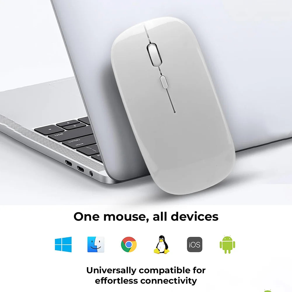 Glassology Key Scroll Bluetooth 5 & USB 2.4G Wireless Mouse(White)