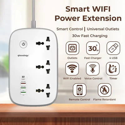 Glassology Wifi Smart Power Strip Extension Cord Surge Protector