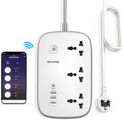 Glassology Wifi Smart Power Strip Extension Cord Surge Protector