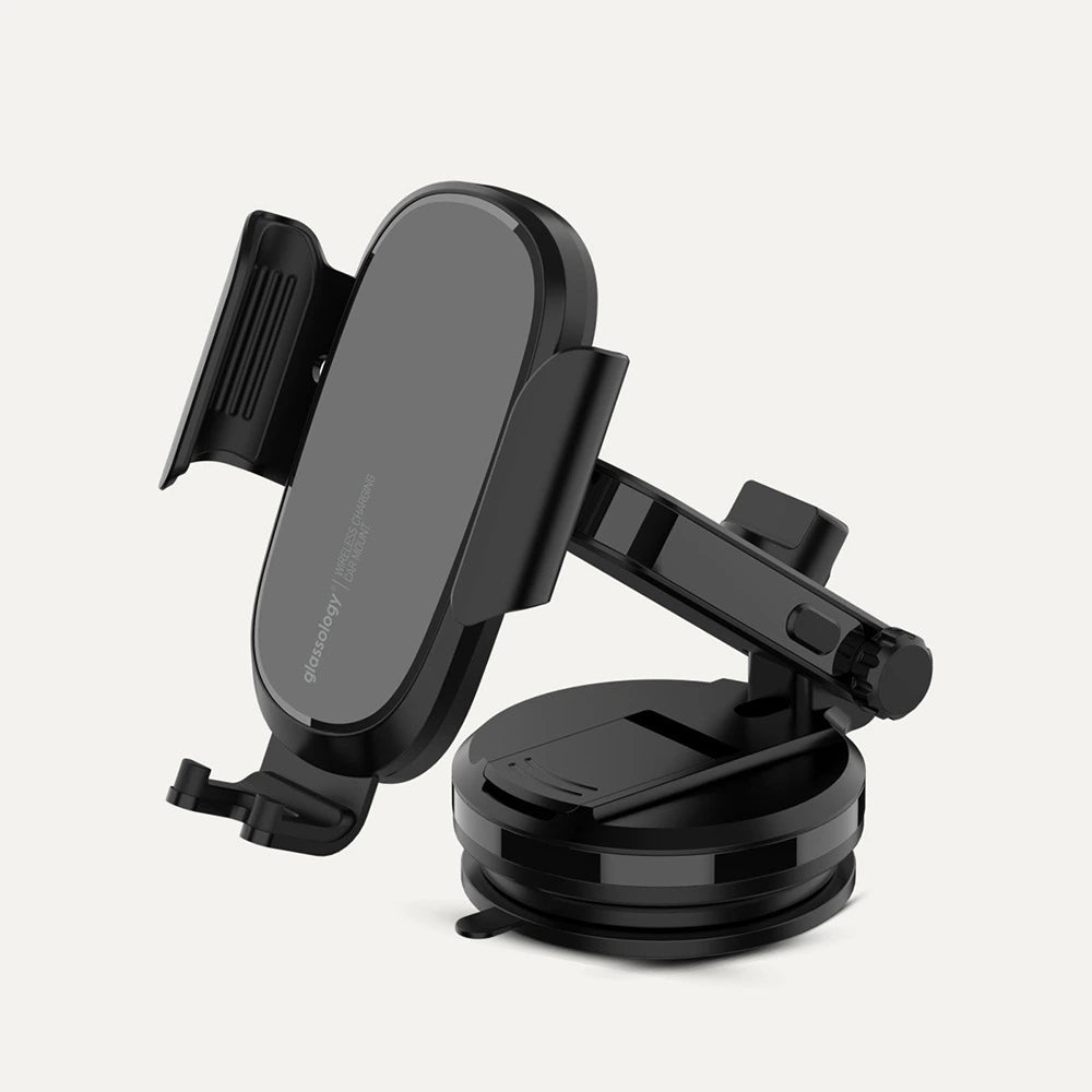 Glassology 15W Fast Wireless Car Charger Phone Mount Holder (Black)