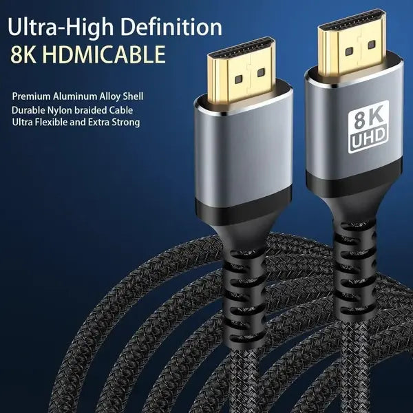 Glassology 5 Meter 8K Ultra HD High Speed Braided Cord HDMI Cable