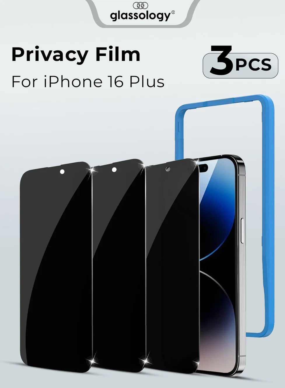 Glassology Apple iPhone 16 Plus Privacy Tempered Glass 3-Pack