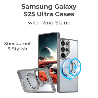 Glassology Samsung Galaxy S25 Ultra Magnetic Protective Slim Case 360_Ring Stand-Grey_1