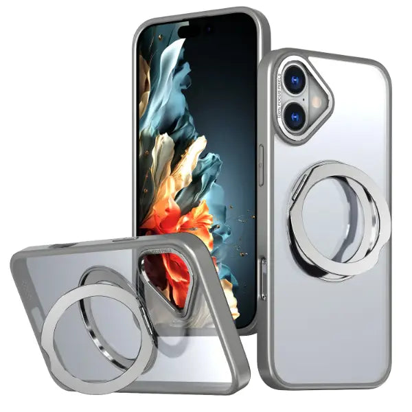 Glassology iPhone 16 with 360° Ring Stand MagSafe (Grey)