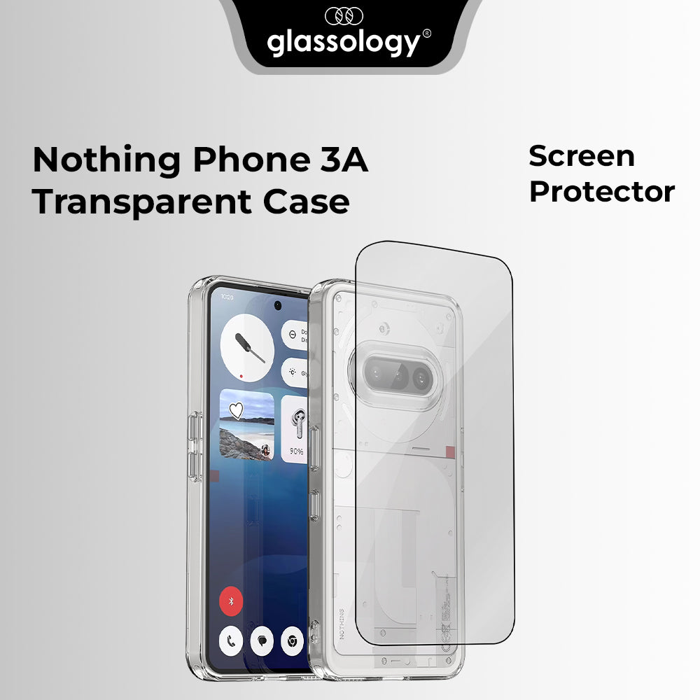 حزمة حماية شفافة لهاتف Nothing Phone (3a) - غطاء شفاف مقاوم للصدمات + واقي شاشة من الزجاج المقوى 9H | مقاوم للاصفرار، بتصميم نحيف، ومتوافق مع الشحن اللاسلكي