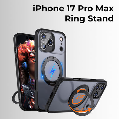 Glassology 360° Rotate Ring Stand Magsafe Case for Apple iPhone 17 Pro Max Black