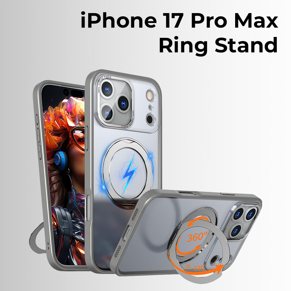 Glassology 360° Rotate Ring Stand Magsafe Case for Apple iPhone 17 Pro Max Grey