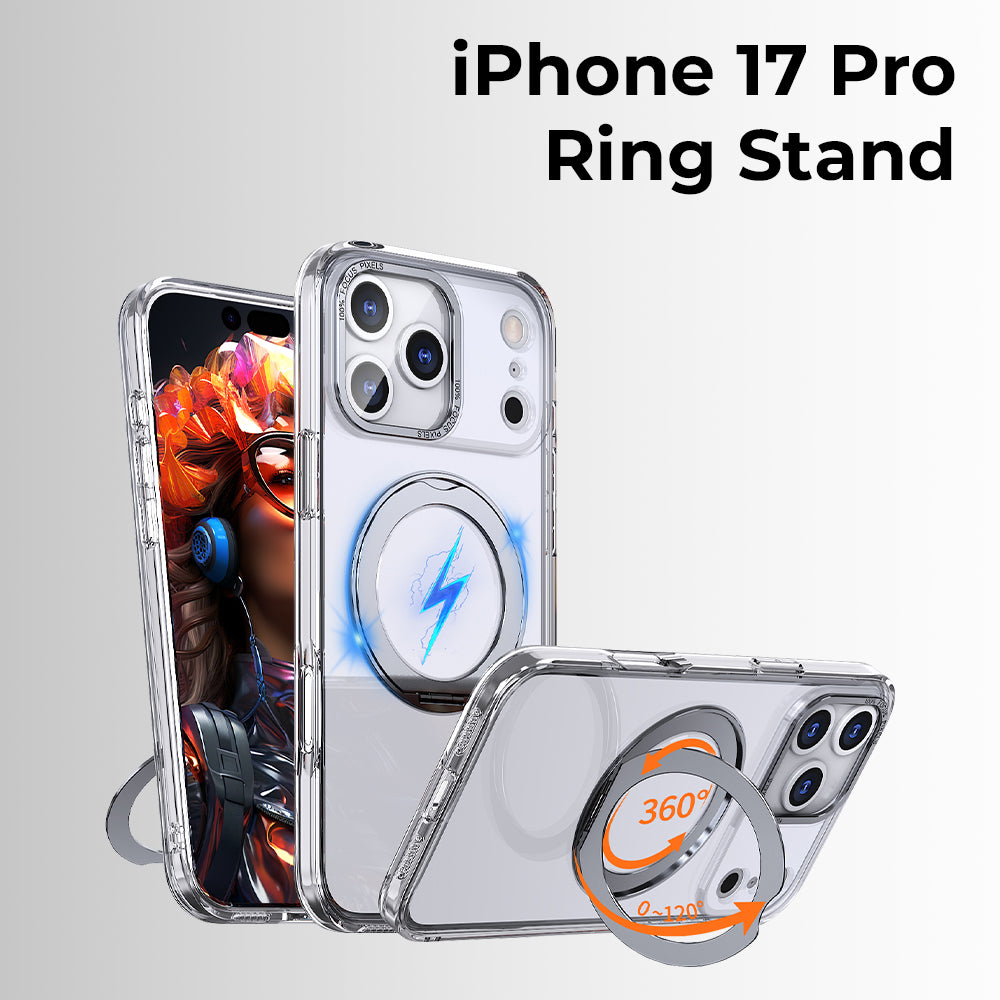 جراب ماج سيف قابل للدوران 360 درجة لهاتف iPhone 17 Pro Max (رمادي)