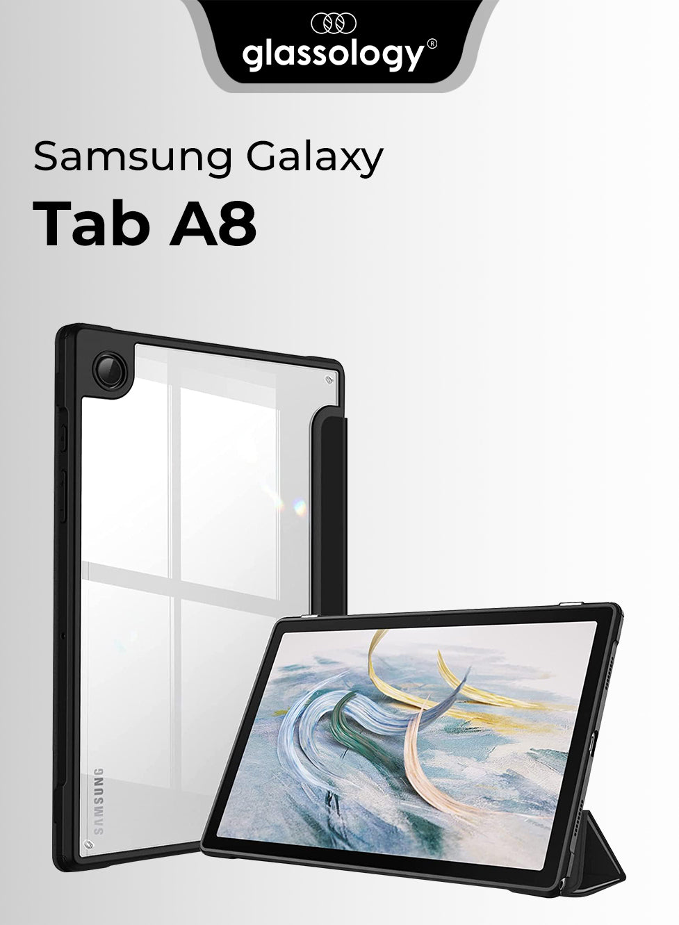 black hybrid slim case combo with clear back for Samsung Galaxy Tab A8 10.5