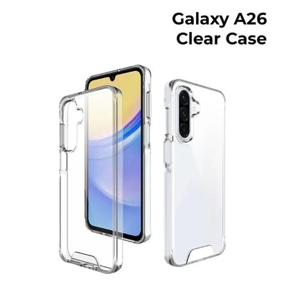Clear case for Samsung Galaxy A26 on a white background