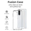 Clear phone case with text highlighting features on a white background