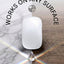 White mouse on a marble and wooden surface with text about high-precision optical tracking.
