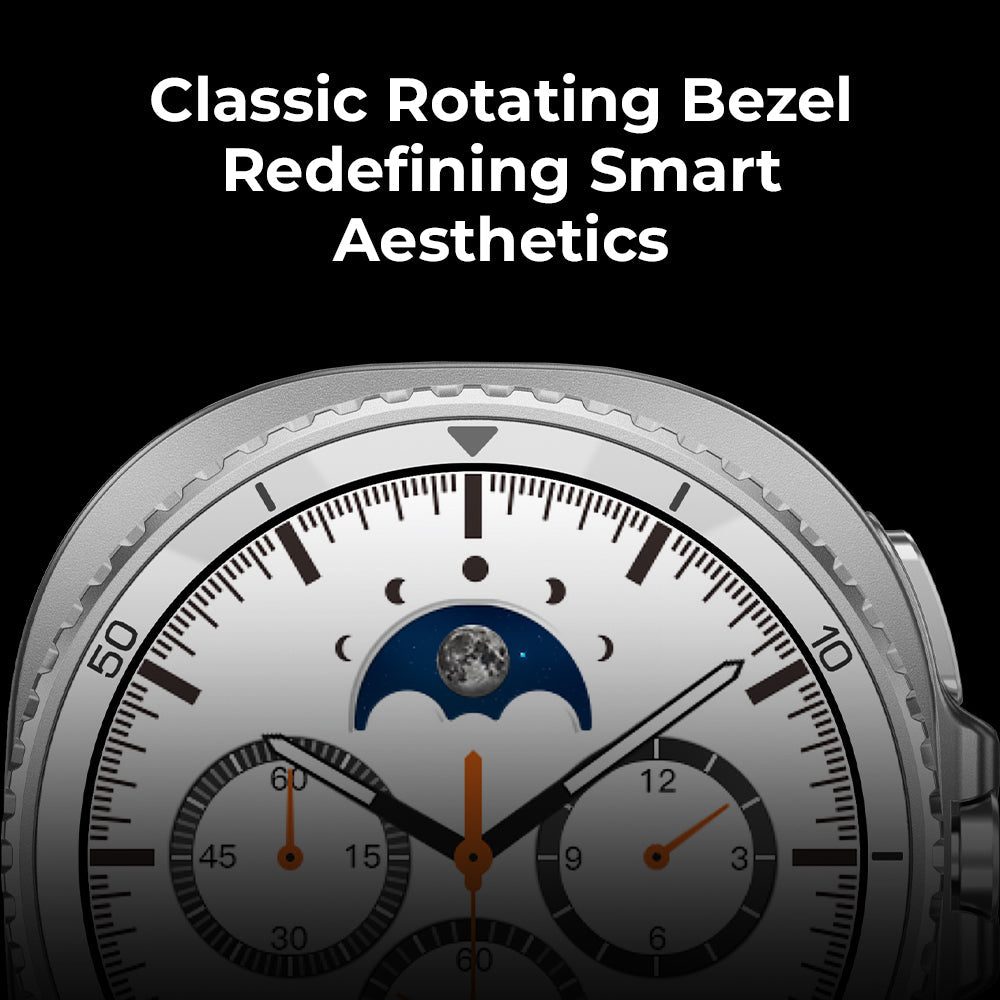 Watch with classic rotating bezel design on a black background
