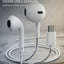 Glassology Stereo Bass Type-C Wired Earphones with HD Mic, 14.2mm Driver, In-Line Remote & Volume Control, Ergonomic Lightweight Earbuds – White