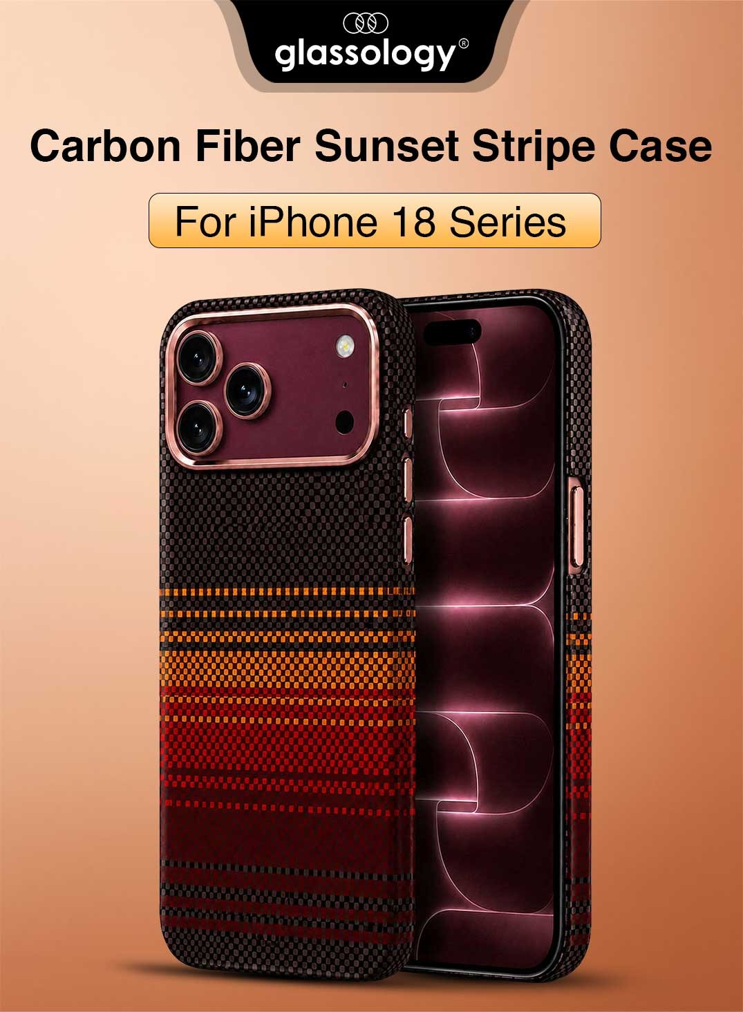Glassology Carbon Design Case for iPhone 18 Pro Max Black