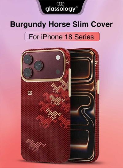 Glassology Carbon Design Case for iPhone 18 Pro Max Burgundy