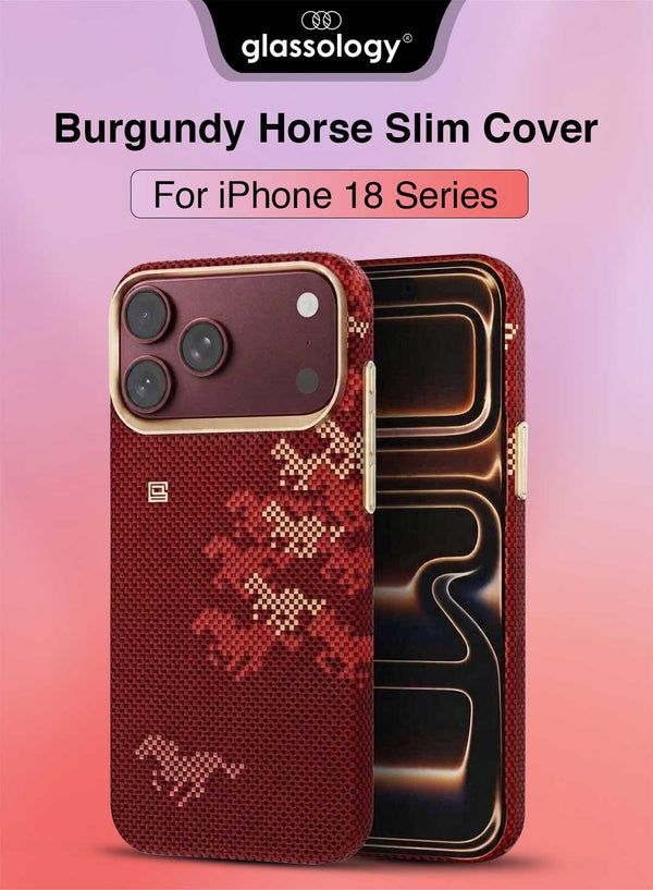 Glassology Carbon Design Case for iPhone 18 Pro Max Burgundy
