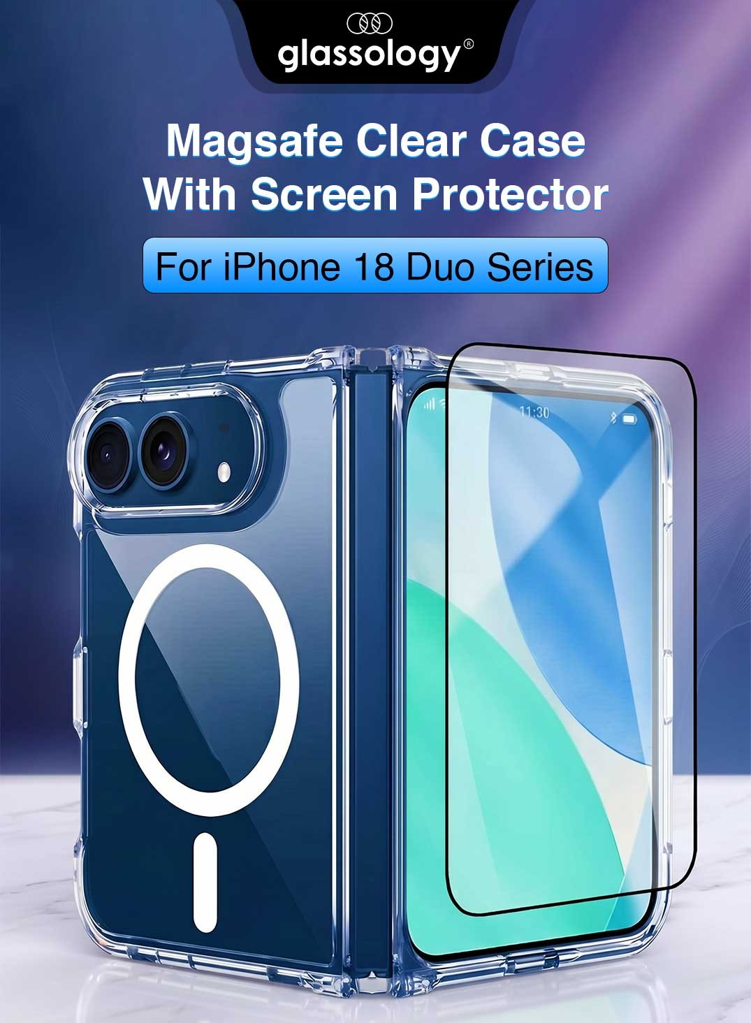 Glassology MagSafe Clear Case + Screen Protector for iPhone Duo Combo