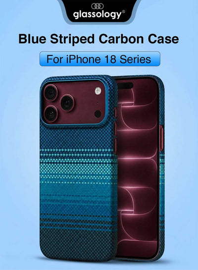 Glassology Carbon Design Case for iPhone 18 Pro Max Blue