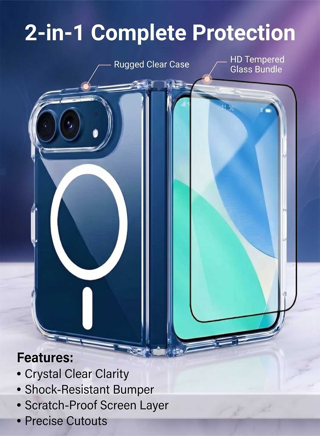 Glassology MagSafe Clear Case + Screen Protector for iPhone Duo Combo