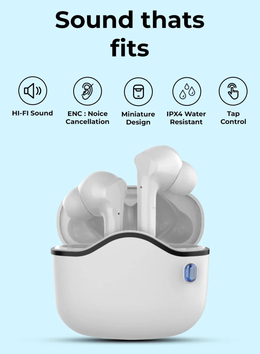 A33 Wireless Bluetooth Headset White with Built in Microphone - GLASSOLOGY