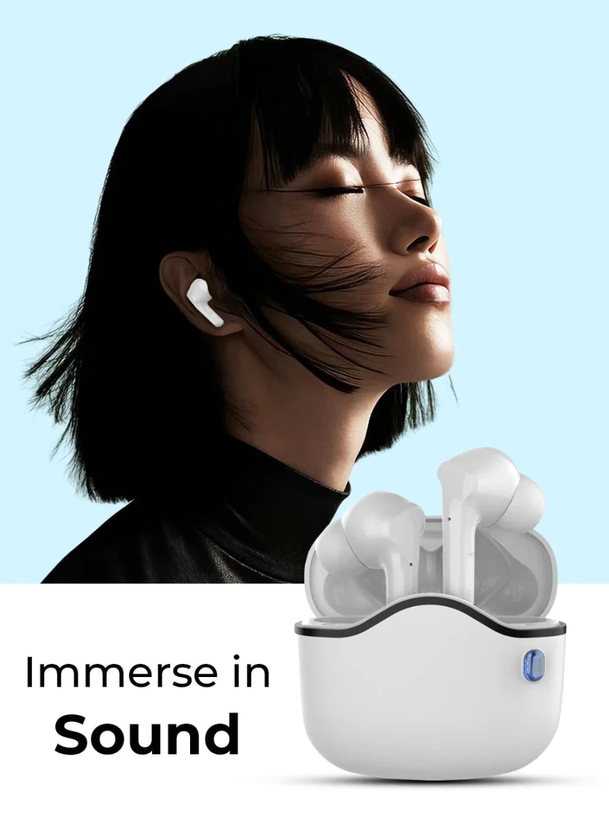 A33 Wireless Bluetooth Headset White with Built in Microphone - GLASSOLOGY