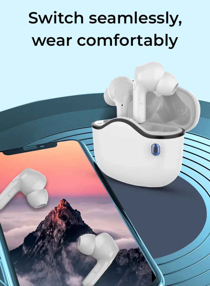 A33 Wireless Bluetooth Headset White with Built in Microphone - GLASSOLOGY
