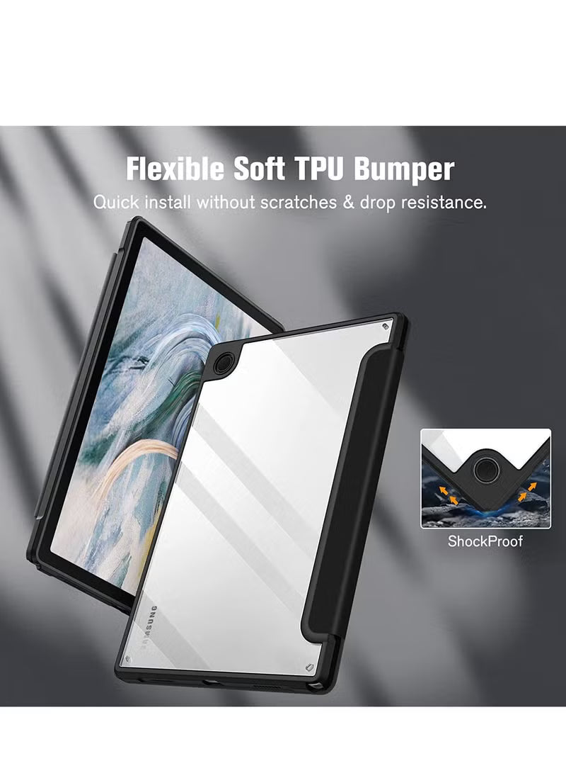 black hybrid slim case combo with clear back for Samsung Galaxy Tab A8 10.7