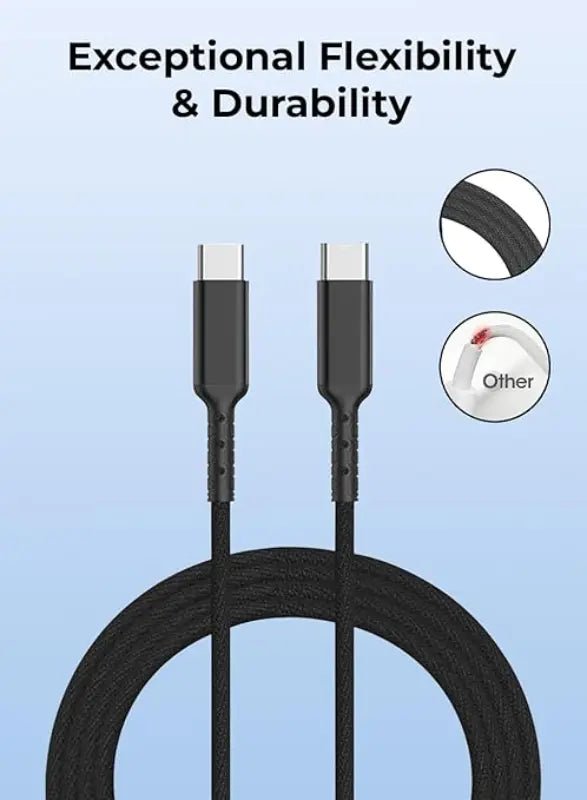C22 - 04 Type C to Type C Charging Cable 1m 5A Aluminum Connectors - GLASSOLOGY