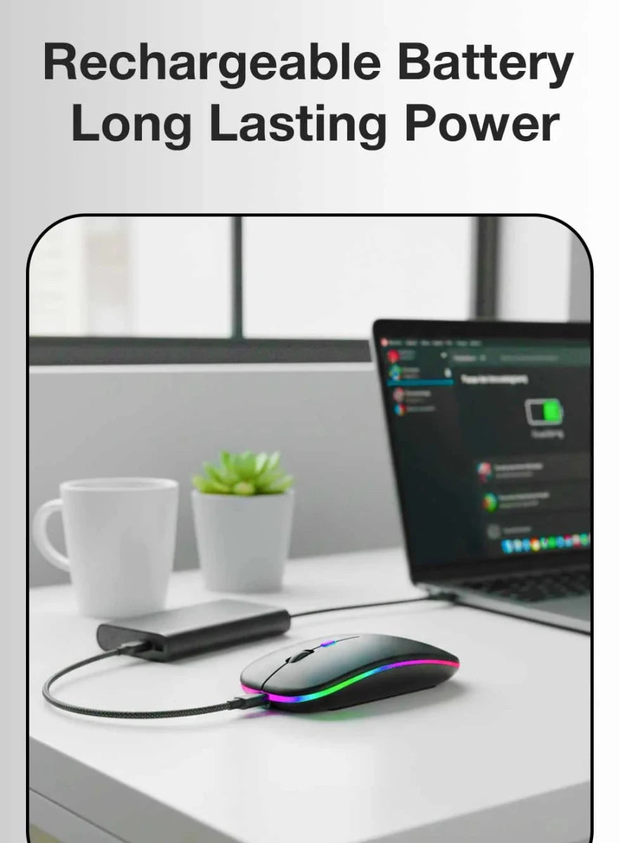 Dual - Mode Silent Wireless Mouse – Bluetooth & 2.4GHz Rechargeable Slim Optical Mouse - GLASSOLOGY