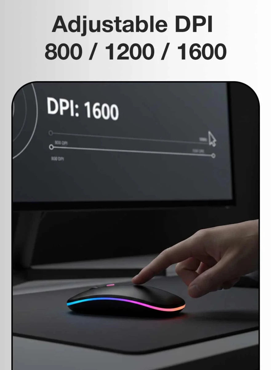 Dual - Mode Silent Wireless Mouse – Bluetooth & 2.4GHz Rechargeable Slim Optical Mouse - GLASSOLOGY